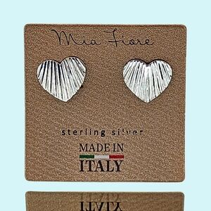 Mia Fiore Earrings Sterling Silver Lined Heart Studs Valentine's Day Gift